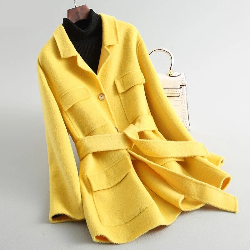 Shearling - lined women's leather coats for ultimate warmth and luxuryWomen's Winter Wool Double Face Cashmere Mid-length Trench Coats Shearling - lined women's leather coats for ultimate warmth and luxuryWomen's Winter Wool Double Face Cashmere Mid-length Trench Coats