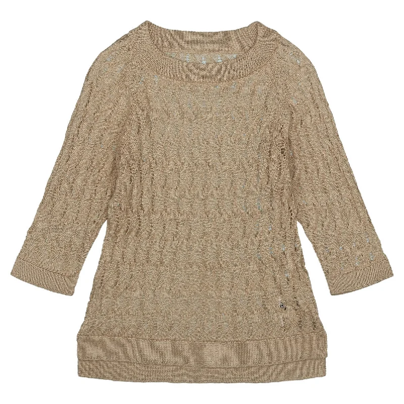 Plus Size Women's Side - Slit Sweaters in Bold SolidsAmaris Knitted Sweater in Apricot by Bonét Et Bonét Plus Size Women's Side - Slit Sweaters in Bold SolidsAmaris Knitted Sweater in Apricot by Bonét Et Bonét