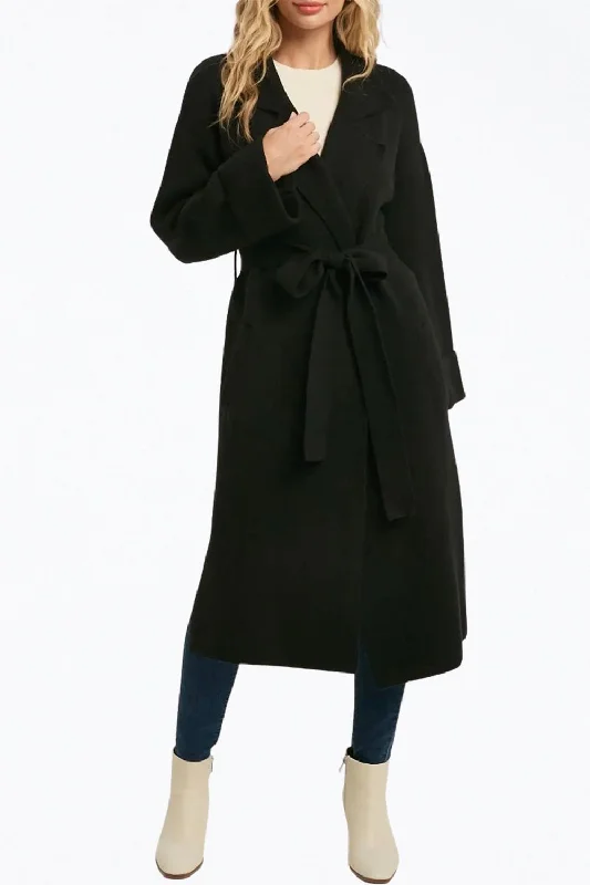 Plus Size Women's Asymmetric Hem Sweater Dresses in Modern DesignsBelted Knit Cardigan In Black Plus Size Women's Asymmetric Hem Sweater Dresses in Modern DesignsBelted Knit Cardigan In Black