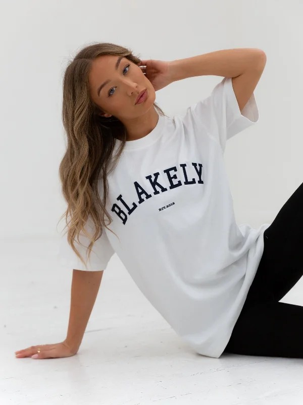 Floral Print Women T Shirt for a Feminine TouchVarsity Oversized T-Shirt - White