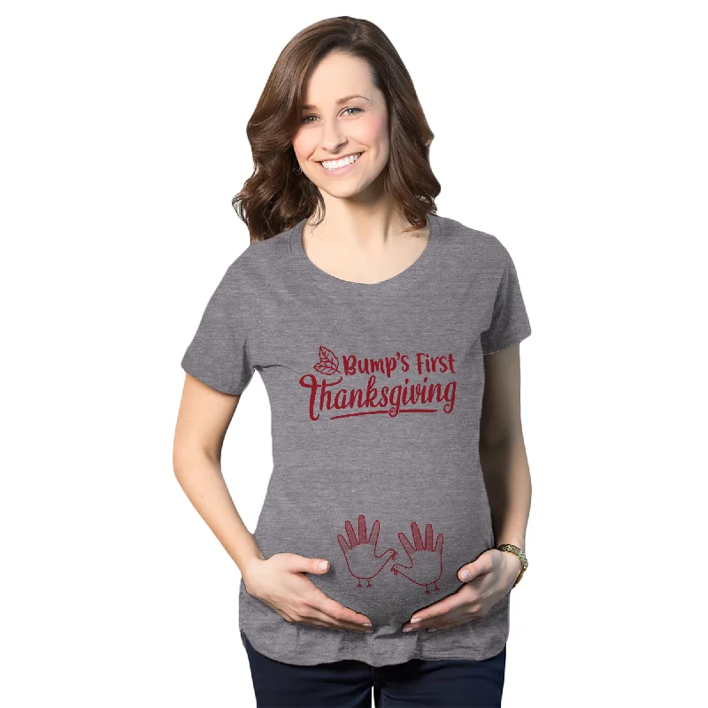 Pocketed Women T Shirt for Added FunctionalityBump's First Thanksgiving Maternity T Shirt Pocketed Women T Shirt for Added FunctionalityBump's First Thanksgiving Maternity T Shirt