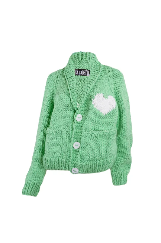 Boat Neck Women's Merino Wool Sweaters in Neutral ShadesChunky Cotton Heart Cardi