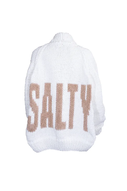 Split - Hem Women's Linen Blend Sweaters for SpringChunky Cotton Salty Cardi