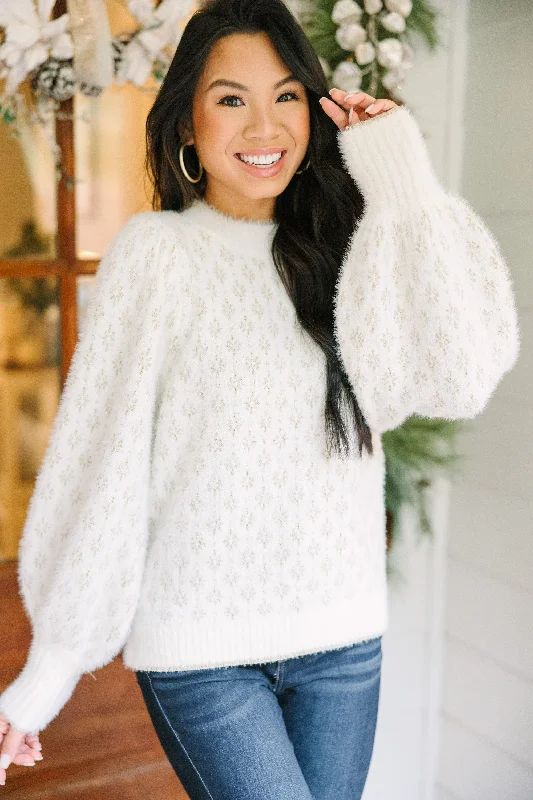 Plus Size Women's Side - Slit Sweaters in Bold SolidsDoing What You Love Cream White Sweater Plus Size Women's Side - Slit Sweaters in Bold SolidsDoing What You Love Cream White Sweater