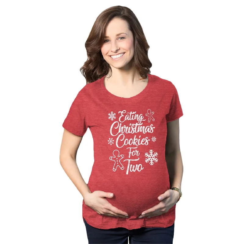 Tie - Dye Women T Shirt with a Bohemian VibeEating Christmas Cookies For Two Maternity T Shirt Tie - Dye Women T Shirt with a Bohemian VibeEating Christmas Cookies For Two Maternity T Shirt