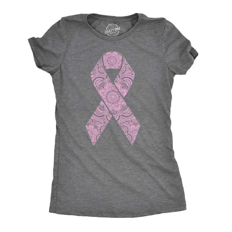 Embroidered Women T Shirt with Intricate DetailsFloral Breast Cancer Ribbon Women's T Shirt Embroidered Women T Shirt with Intricate DetailsFloral Breast Cancer Ribbon Women's T Shirt