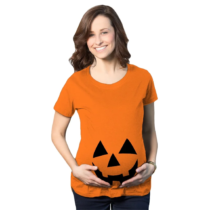 Pocketed Women T Shirt for Added FunctionalityHappy Jack-O-Lantern Maternity T Shirt Pocketed Women T Shirt for Added FunctionalityHappy Jack-O-Lantern Maternity T Shirt