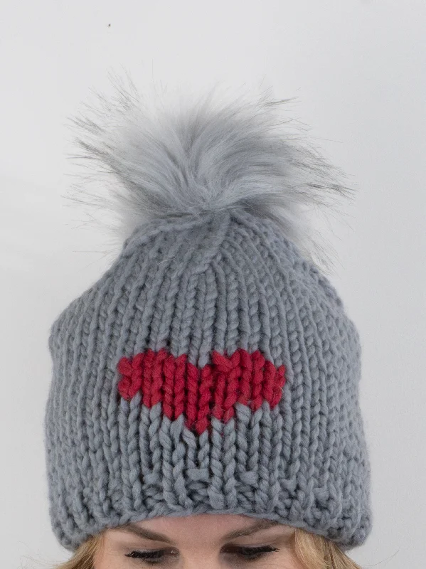 Hooded Women's Fleece - Lined Sweaters for WinterHeart Toque (Photoshoot Sample) Oatmeal/Cranberry - Sample Sale 24