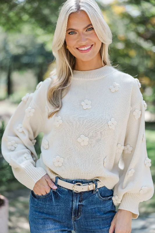 Mock Neck Women's Alpaca Wool Sweaters in Earth TonesIn Your Dream Cream Floral Embroidered Sweater Mock Neck Women's Alpaca Wool Sweaters in Earth TonesIn Your Dream Cream Floral Embroidered Sweater