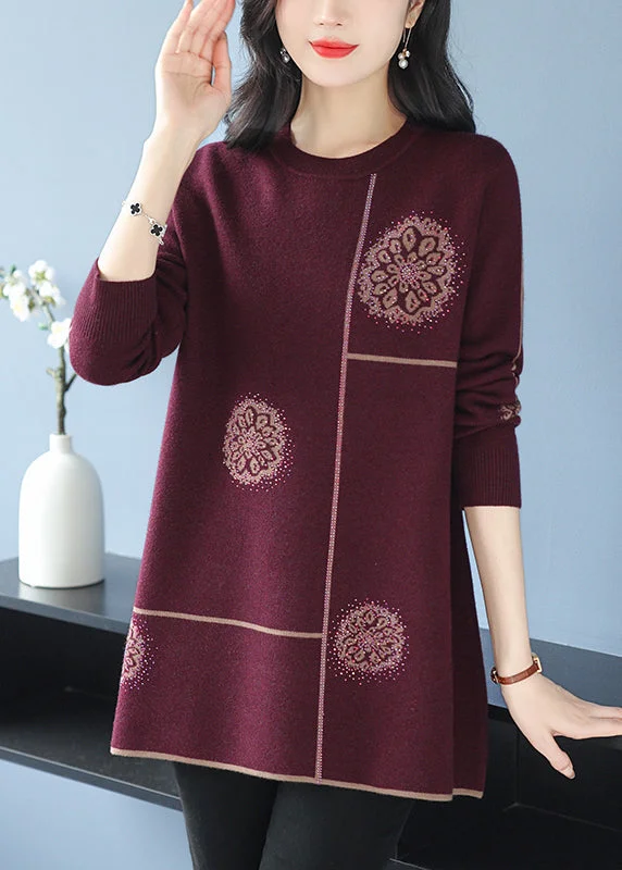 Women's Off - Shoulder Chunky Knit Sweater Dresses in Earth TonesLoose Purple O Neck Zircon Woolen Knit Mid Dress Spring Women's Off - Shoulder Chunky Knit Sweater Dresses in Earth TonesLoose Purple O Neck Zircon Woolen Knit Mid Dress Spring