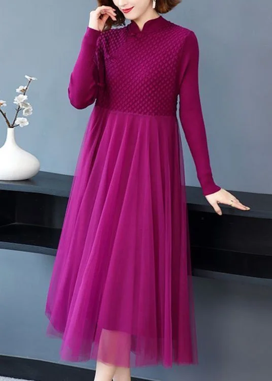 Sleeveless Women's Silk Blend Sweater Dresses for a Sophisticated LookLoose Rose Button Tulle Patchwork Long Sweater Dress Fall Sleeveless Women's Silk Blend Sweater Dresses for a Sophisticated LookLoose Rose Button Tulle Patchwork Long Sweater Dress Fall