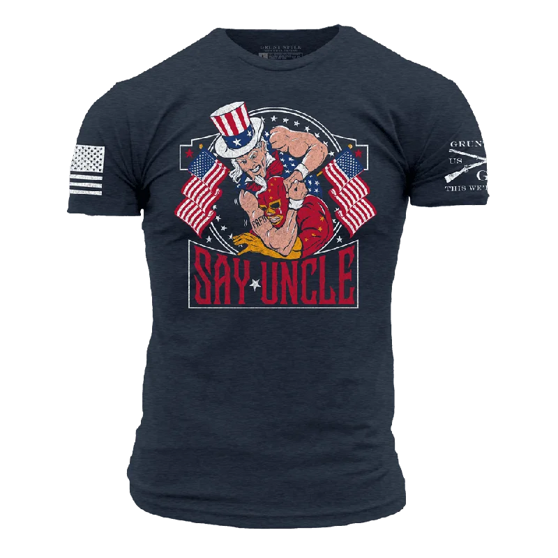 Crew Neck Women T Shirt with a Timeless DesignSay Uncle T-Shirt - Midnight Navy