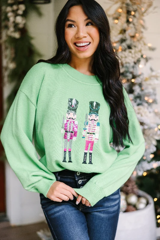 Plus Size Women's Ruffled Hem Sweaters in Floral PrintsNutcracker Fun Green Embroidered Sweater Plus Size Women's Ruffled Hem Sweaters in Floral PrintsNutcracker Fun Green Embroidered Sweater