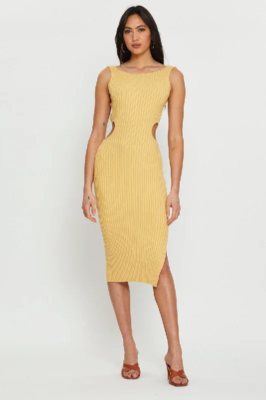 Plus Size Women's Turtleneck Sweater Dresses with Side SlitsOrange Knit Dress Midi