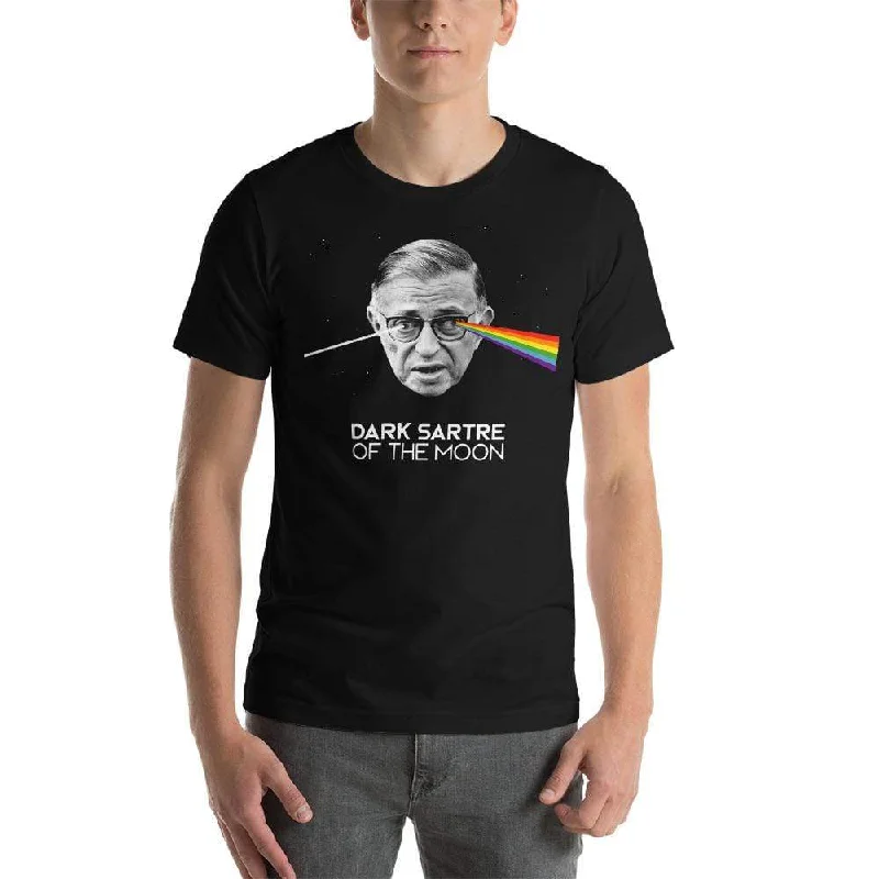 Embroidered Women T Shirt with Intricate DetailsPeak Absurdism - The Dark Sartre Of The Moon - Basic T-Shirt