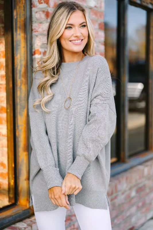 V - Neck Women's Ribbed Wool Sweaters for FallPerfectly You Gray Mock Neck Sweater