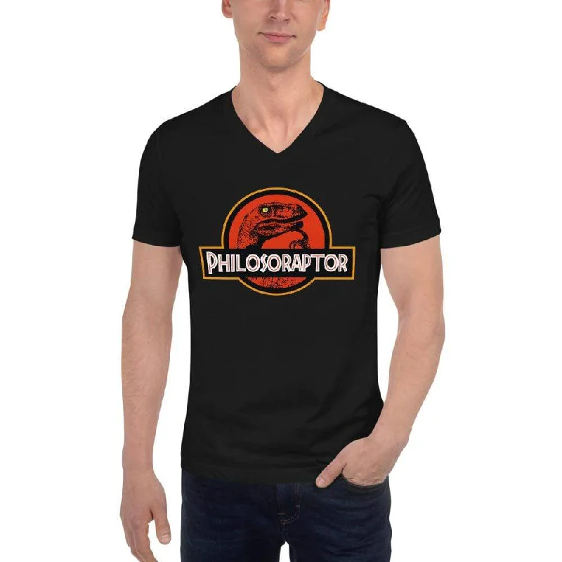 Sequined Women T Shirt for a Sparkly Night OutPhilosoraptor Crossover - Unisex V-Neck T-Shirt Sequined Women T Shirt for a Sparkly Night OutPhilosoraptor Crossover - Unisex V-Neck T-Shirt