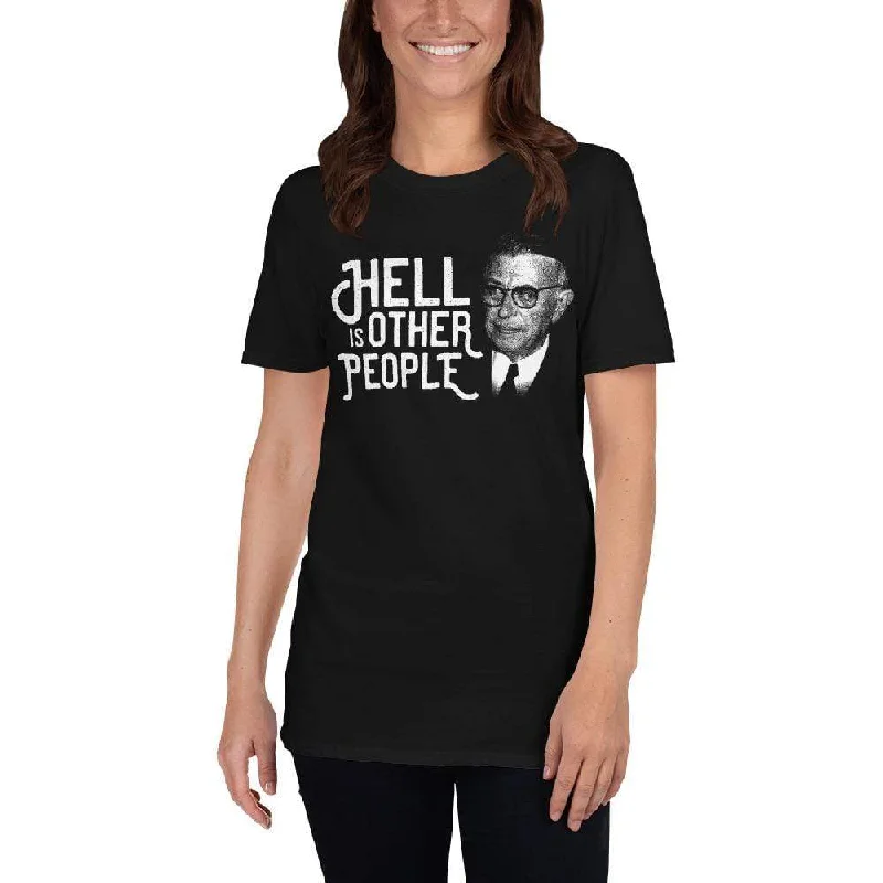 Floral Print Women T Shirt for a Feminine TouchSartre Portrait - Hell is other people - Premium T-Shirt Floral Print Women T Shirt for a Feminine TouchSartre Portrait - Hell is other people - Premium T-Shirt