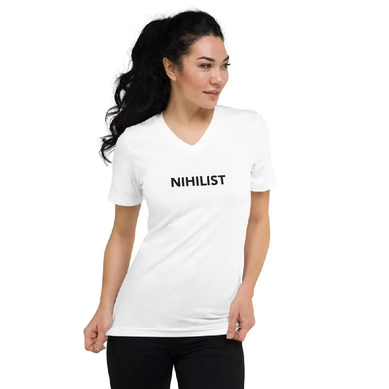Moisture - Wicking Women T Shirt for Active LifestylesSchools of thought - Nihilist - Unisex V-Neck T-Shirt Moisture - Wicking Women T Shirt for Active LifestylesSchools of thought - Nihilist - Unisex V-Neck T-Shirt