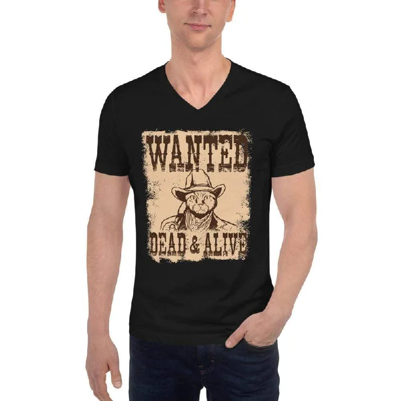 Crop Top Women T Shirt to Pair with High - Waisted BottomsSchroedinger's Cat - Wanted Dead & Alive - Unisex V-Neck T-Shirt Crop Top Women T Shirt to Pair with High - Waisted BottomsSchroedinger's Cat - Wanted Dead & Alive - Unisex V-Neck T-Shirt