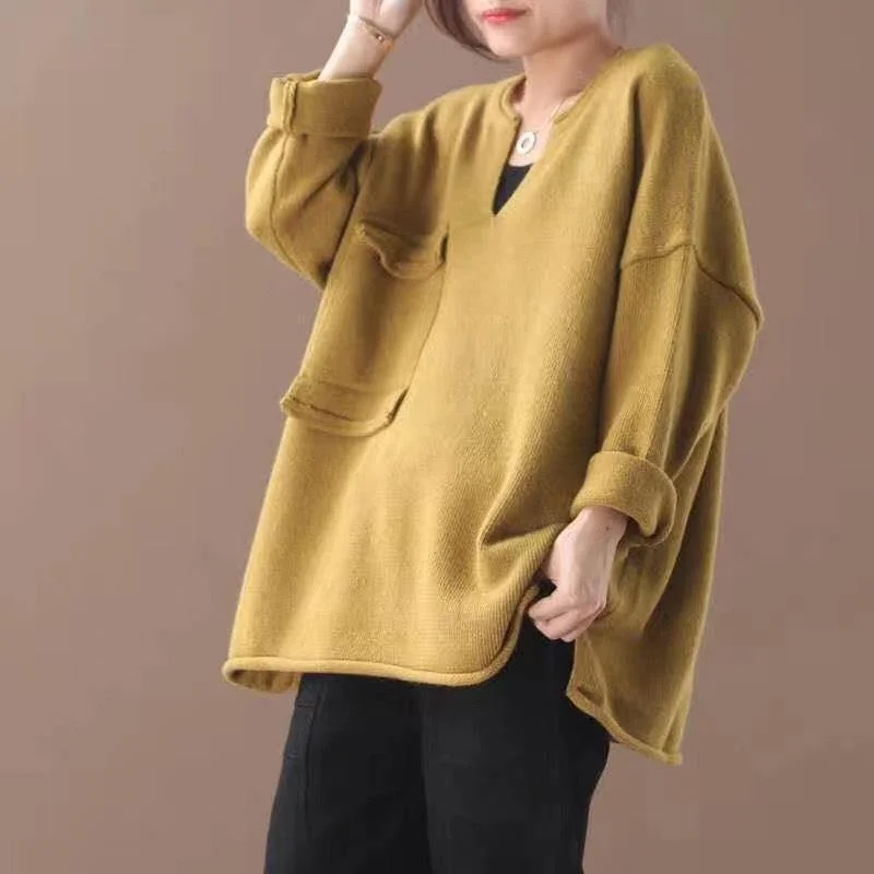 V - Neck Women's Ribbed Wool Sweaters for FallSpring Big Pocket V-neck Sweater Top Women V - Neck Women's Ribbed Wool Sweaters for FallSpring Big Pocket V-neck Sweater Top Women