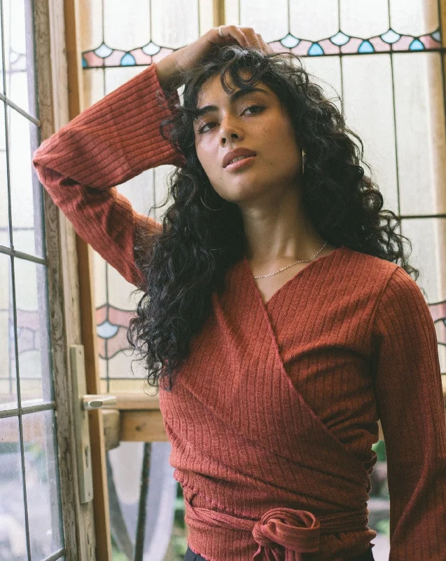 Cropped Women's Angora Blend Sweaters for a Trendy LookTILTIL Willy Wrap Flare Burnt Orange Cropped Women's Angora Blend Sweaters for a Trendy LookTILTIL Willy Wrap Flare Burnt Orange