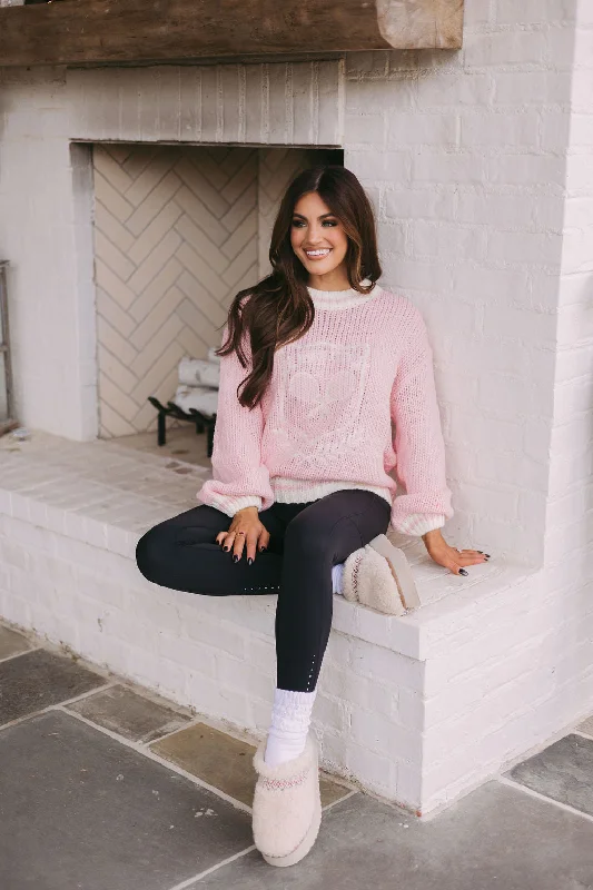 High - Low Hem Women's Cashmere - Blended SweatersChunky Sports Club Sweater-Light Pink High - Low Hem Women's Cashmere - Blended SweatersChunky Sports Club Sweater-Light Pink