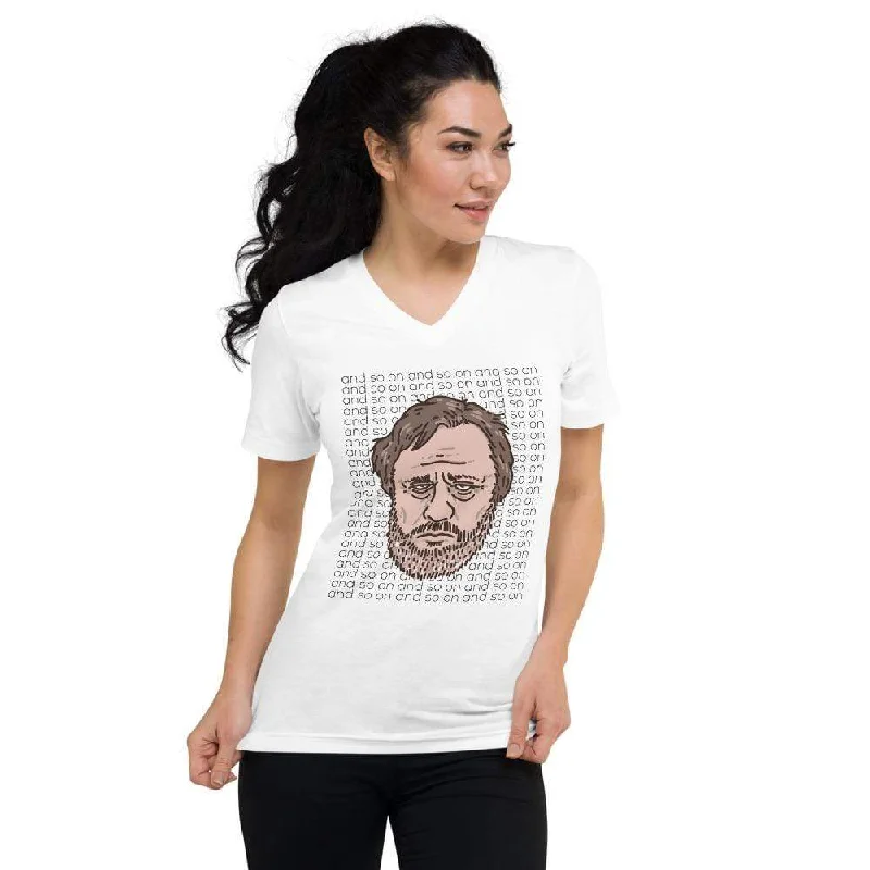 Ringer T Shirt Women with Retro - Inspired StripesZizek - And so on - Unisex V-Neck T-Shirt Ringer T Shirt Women with Retro - Inspired StripesZizek - And so on - Unisex V-Neck T-Shirt