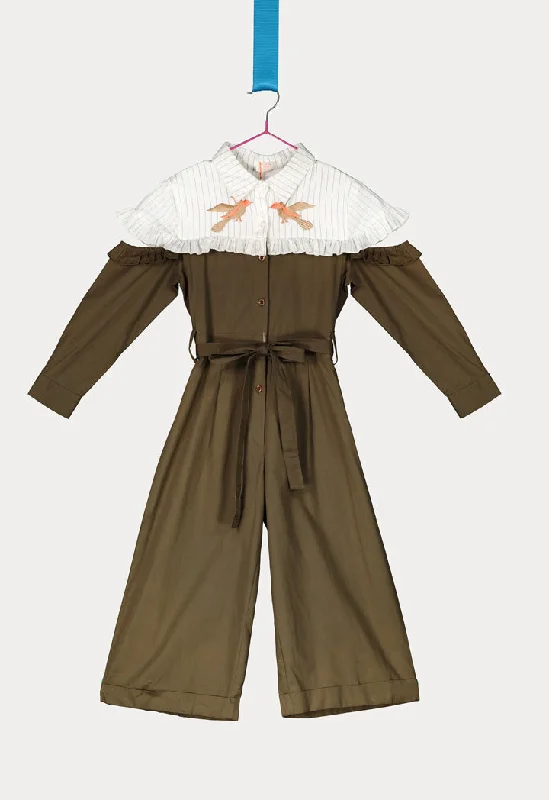Women jumpsuits with pom - pom trims for a playful and festive lookShirt Collar Jumpsuit Women jumpsuits with pom - pom trims for a playful and festive lookShirt Collar Jumpsuit