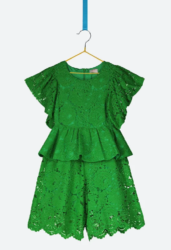 Women jumpsuits with a halter neck for a stylish and flattering choiceLace Peplum Jumpsuit