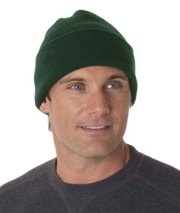 Women's crew - neck sweatshirt in a heather gray shade for a classic and versatile option3825 Bayside Knit Cuff Beanie | Forest Green Women's crew - neck sweatshirt in a heather gray shade for a classic and versatile option3825 Bayside Knit Cuff Beanie | Forest Green