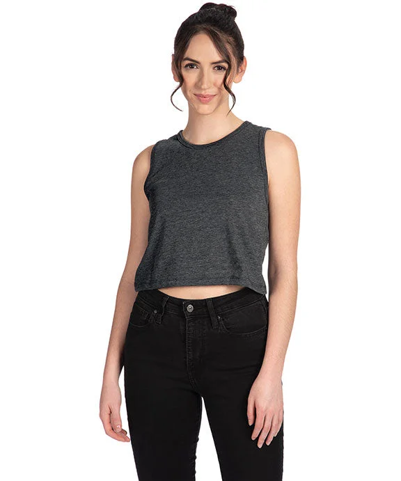 Women's cropped sweatshirt with a lace - trimmed hem for a romantic look5083 - Next Level Ladies Festival Cropped Tank Top | Charcoal Women's cropped sweatshirt with a lace - trimmed hem for a romantic look5083 - Next Level Ladies Festival Cropped Tank Top | Charcoal