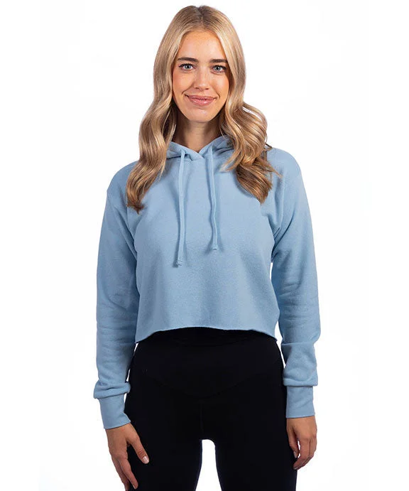 Women's cropped sweatshirt with a lace - trimmed hem for a romantic look9384 - Next Level Ladies Cropped Pullover Hooded Sweatshirt | Stonewash Denim Women's cropped sweatshirt with a lace - trimmed hem for a romantic look9384 - Next Level Ladies Cropped Pullover Hooded Sweatshirt | Stonewash Denim
