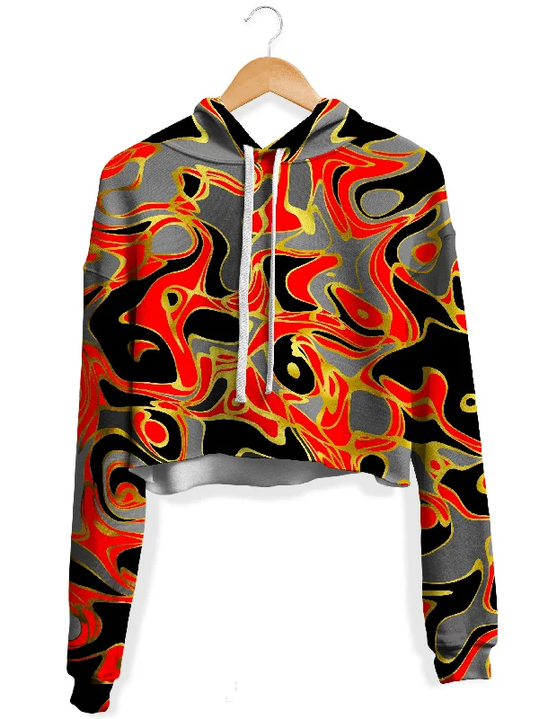 Women's zip - front sweatshirt with contrast stitching for a sporty aestheticAbstract Journey Fleece Crop Hoodie Women's zip - front sweatshirt with contrast stitching for a sporty aestheticAbstract Journey Fleece Crop Hoodie