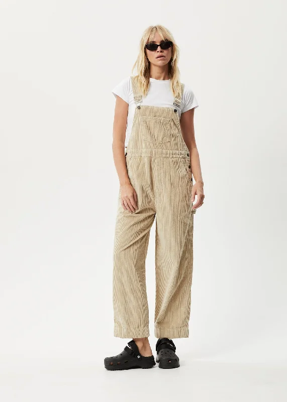 Women jumpsuits with asymmetric hems on the pants for a fashion - forward and dynamic lookAFENDS Womens Paradise Louis - Corduroy Overalls - Dark Ecru Women jumpsuits with asymmetric hems on the pants for a fashion - forward and dynamic lookAFENDS Womens Paradise Louis - Corduroy Overalls - Dark Ecru