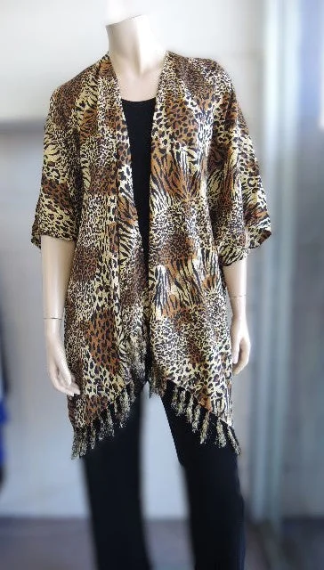 Women's cropped satin jackets in pastel shades for a glamorous evening outAnimal Print Rayon Jacket Women's cropped satin jackets in pastel shades for a glamorous evening outAnimal Print Rayon Jacket
