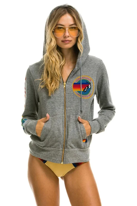 Women's hoodie with a glittery print for a glamorous and sparkly appearanceAVIATOR NATION LAS VEGAS ZIP HOODIE - HEATHER GREY