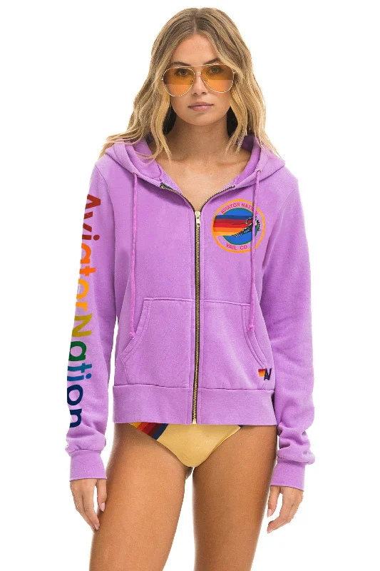 Women's fleece - lined hoodie with thumbholes for warmth in winterAVIATOR NATION VAIL HOODIE - NEON PURPLE Women's fleece - lined hoodie with thumbholes for warmth in winterAVIATOR NATION VAIL HOODIE - NEON PURPLE