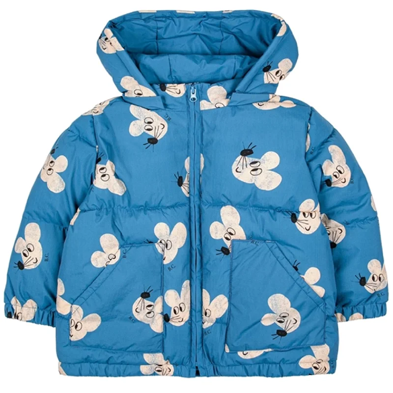 Women's bomber jackets with floral embroidery for a feminine and unique designBobo Choses Blue Mouse Hooded Jacket AOP Women's bomber jackets with floral embroidery for a feminine and unique designBobo Choses Blue Mouse Hooded Jacket AOP