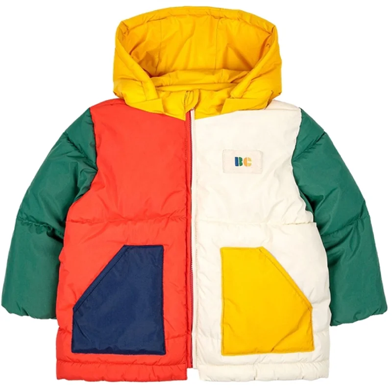Women's military - style jackets with epaulets for a tough and fashionable appearanceBobo Choses Green Color Block Hooded Jacket