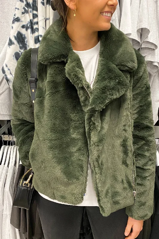 Women's double - breasted tweed jackets in classic colors for a sophisticated office lookClassic Faux Fur Jacket Forest Women's double - breasted tweed jackets in classic colors for a sophisticated office lookClassic Faux Fur Jacket Forest
