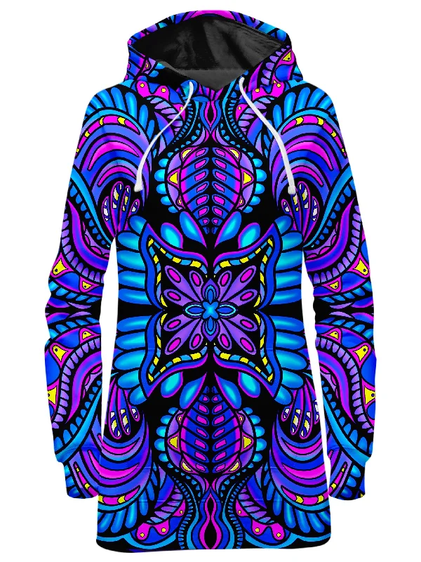 Women's hoodie with a kangaroo pocket and a pom - pom drawstring for added charmCool Tones Hoodie Dress Women's hoodie with a kangaroo pocket and a pom - pom drawstring for added charmCool Tones Hoodie Dress