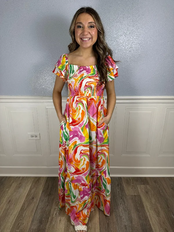 Multicolored marbled maxi