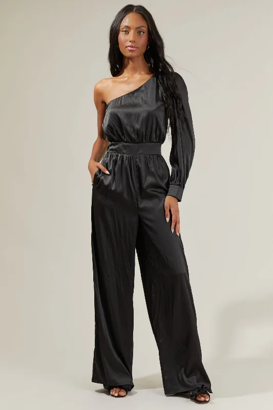 Women jumpsuits with one - shoulder tops for a stylish and asymmetric lookCorina Satin One Shoulder Jumpsuit Women jumpsuits with one - shoulder tops for a stylish and asymmetric lookCorina Satin One Shoulder Jumpsuit