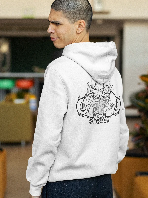 Women's fleece - lined hoodie with thumbholes for warmth in winterCthulhu (B&W) - Premium Unisex Pullover Hoodie Women's fleece - lined hoodie with thumbholes for warmth in winterCthulhu (B&W) - Premium Unisex Pullover Hoodie