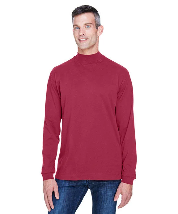 D420 - Devon & Jones Adult Sueded Cotton Jersey Mock Turtleneck | Crimson