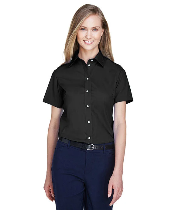 D620SW - Devon & Jones Ladies Crown Woven Collection™ Solid Broadcloth Short-Sleeve Shirt | Black