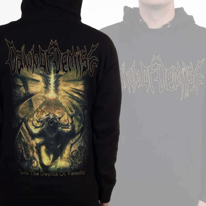 Lace - Trimmed Women's Pullovers in a Boho AestheticDawn Of Demise "Into the Depths of Veracity" Pullover Hoodie Lace - Trimmed Women's Pullovers in a Boho AestheticDawn Of Demise "Into the Depths of Veracity" Pullover Hoodie