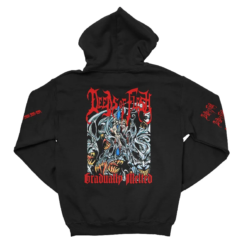 Button - Front Women's Pullovers in a Vintage - Inspired DesignDeeds of Flesh "Gradually Melted" Pullover Hoodie Button - Front Women's Pullovers in a Vintage - Inspired DesignDeeds of Flesh "Gradually Melted" Pullover Hoodie