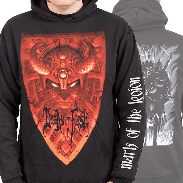 Button - Front Women's Pullovers in a Vintage - Inspired DesignDeeds of Flesh "Mark Of The Legion Shield" Pullover Hoodie Button - Front Women's Pullovers in a Vintage - Inspired DesignDeeds of Flesh "Mark Of The Legion Shield" Pullover Hoodie
